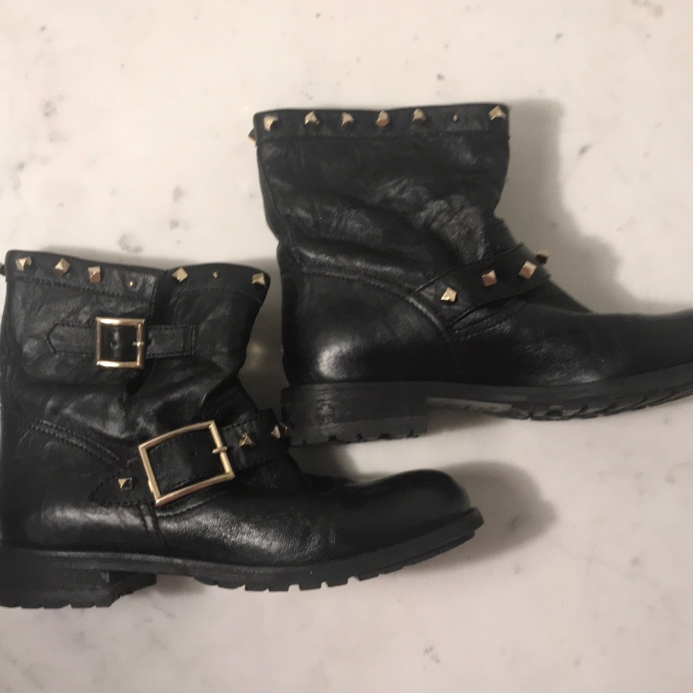 Jimmy Choo Black Moto Boots with Studs